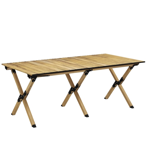 Table de camping pliante Outsunny, table de pique-nique en aluminium 4&nbsp;pi avec dessus rabattable, table portative pour l'intérieur, l'extérieur,