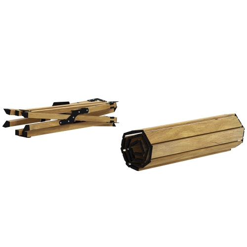 Outsunny Folding Camping Table, 4ft Aluminum Picnic Table with Roll-Up Top, Portable Table for Indoor, Outdoor, Party, BBQ, Beach, Natural