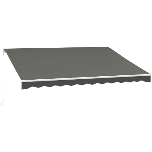 OUTSUNNY  13' X 10' Electric Awning, Retractable Awning Sun Shade Shelter w Remote Controller, Manual Crank Handle And Aluminum Frame, for Deck