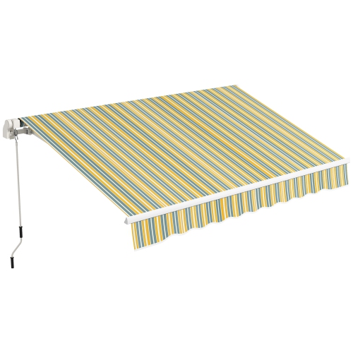 Auvent rétractable manuel Outsunny de 10 x 8 pi, abri pare-soleil pour auvent de terrasse avec lumières à DEL, tissu résistant UV40+ et cadre en alum