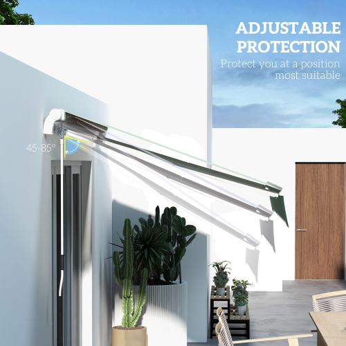 Outsunny 10' x 6.5' Manual Retractable Awning, Patio Awning Sunshade Shelter with LED Lights, UV40+ Resistant Fabric and Aluminum Frame for Deck,