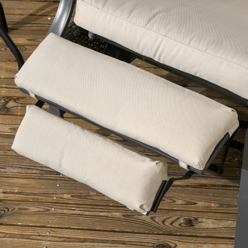 Outsunny PE Rattan Outdoor Recliner Chair, Wicker Patio Lounge Chair with Adjustable Backrest, Retractable Footrest and Cushion, Khaki