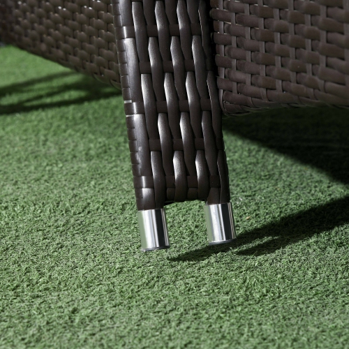 Outsunny Wicker Chaise Lounge, Outdoor Lounge Chair, PE Rattan Patio Sun lounger with Head-rest, 5-Level Height Adjust Backrest, Cushion & Wheels,