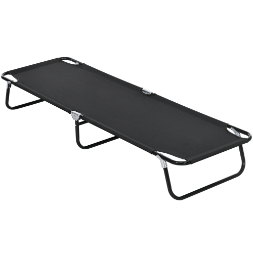 Image 1 of 9.. Outsunny Folding Camping Cot for Adults Portable Outdoor Sleeping Bed for Office Beach Home, Black