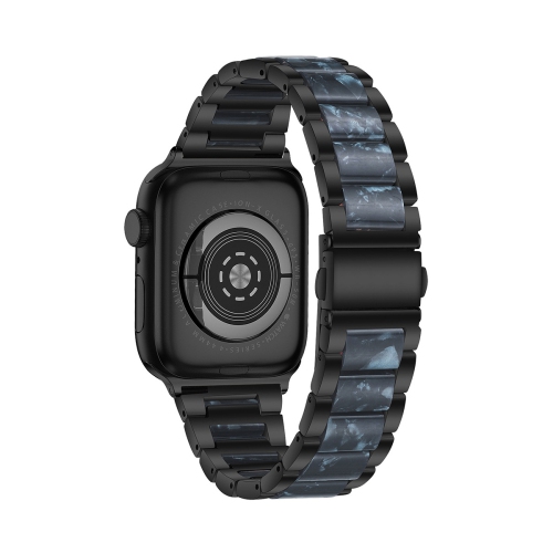 WFG Metal & Resin Band for Apple Watch with Butterfly Buckle Claps - 42/44/45mm - Black/ White