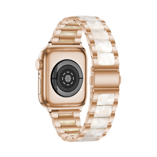 WORRYFREE GADGETS  Wfg Metal & Resin Band for Apple Watch With Butterfly Buckle Claps - 38/40/41MM - Rose Gold/white In Multicolor