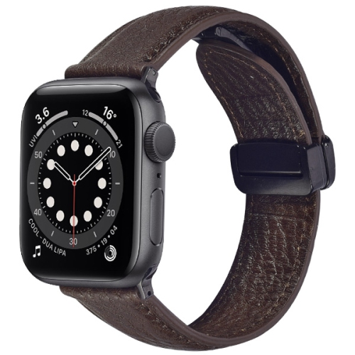 Bracelet en cuir italien véritable WFG pour Apple Watch avec attaches magnétiques - 38&nbsp;mm/40&nbsp;mm/41&nbsp;mm - Brun foncé