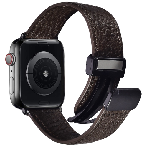 WFG Genuine Italian Leather Band for Apple Watch Strap with Magnetic Claps - 38/40/41mm - Black
