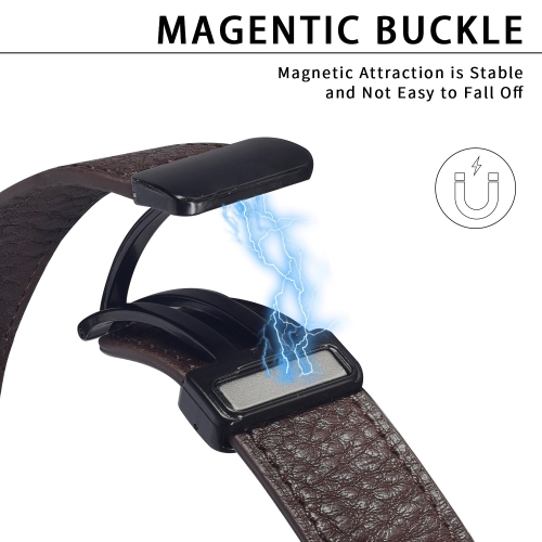 WFG Genuine Italian Leather Band for Apple Watch Strap with Magnetic Claps - 38/40/41mm - Black