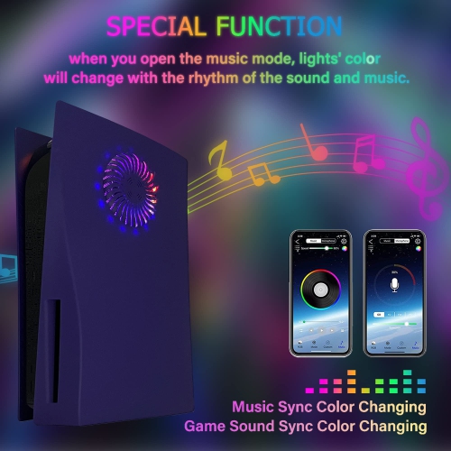 PS5 façade avec bande lumineuse RVB et filtre à poussière pour évents de refroidissement effets LED Light Ring console Cover pour PlayStation 5 Disc