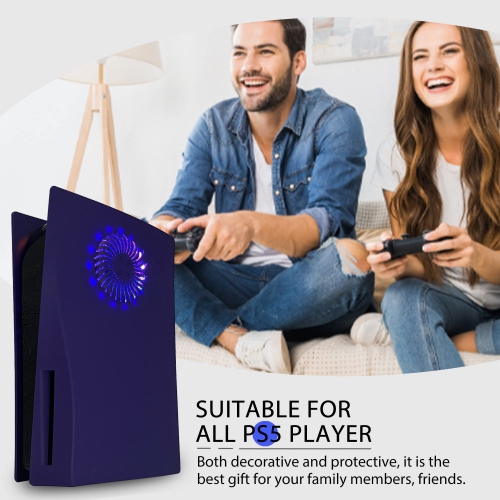 PS5 façade avec bande lumineuse RVB et filtre à poussière pour évents de refroidissement effets LED Light Ring console Cover pour PlayStation 5 Disc