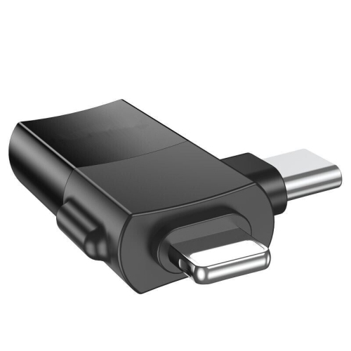 Lightning Male / USB-C Male to USB-A Female Dual OTG Adapter Connector Converter