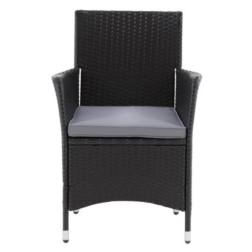 CorLiving Patio Dining Armchair Set of 2 - Black Resin Rattan Wicker