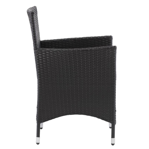 CorLiving Patio Dining Armchair Set of 2 - Black Resin Rattan Wicker
