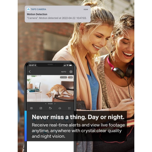 Smart Home Security WiFi Camera 1080p, 2.4GHz Wi-Fi Connection Required, Up to 30 ft Night Vision & 128 GB microSD Card Slot, Works w/Alexa and Google