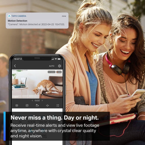 2K Indoor Home Security WiFi Camera, Up to 30ft Night Vision, Two-Way Audio, Sound & Light Alarm, Up to 512 GB microSD Card Slot, Works w/Alexa and