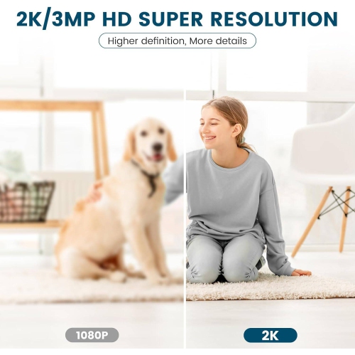 Camera Surveillance Interieur, Baby Monitor with Motion & Sound Detection, 2K Pet Cameras with Phone App for Dog/Baby Indoor Security Camera WiFi,