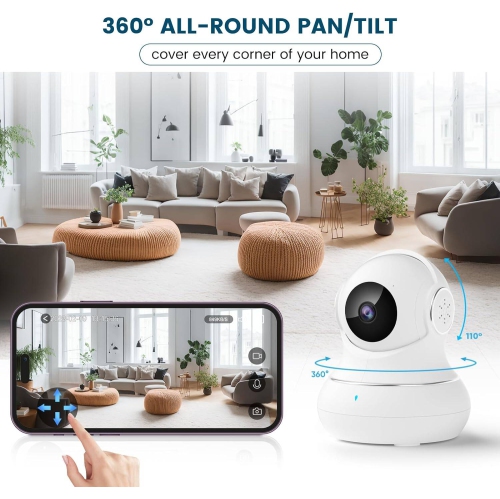 Camera Surveillance Interieur, Baby Monitor with Motion & Sound Detection, 2K Pet Cameras with Phone App for Dog/Baby Indoor Security Camera WiFi,