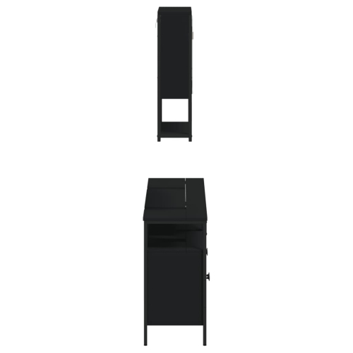 Ensemble de 3 meubles de salle de bain en bois d'ingénierie noir vidaXL