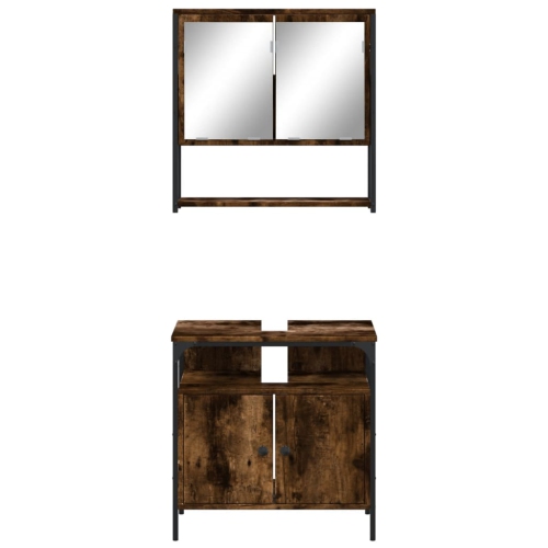 vidaXL 2 Piece Bathroom Furniture Set Smoked Oak Engineered Wood