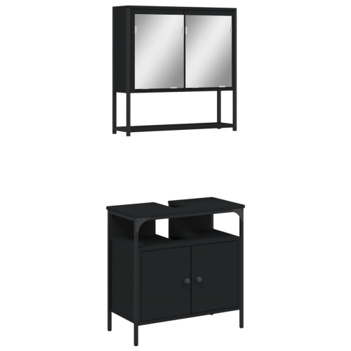 VIDAXL  2 Piece Bathroom Furniture Set Engineered Wood In Black