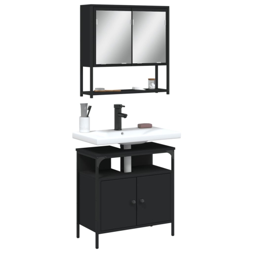 vidaXL 2 Piece Bathroom Furniture Set Black Engineered Wood