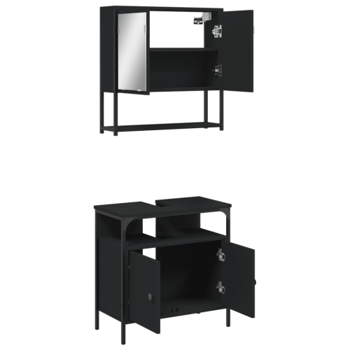 vidaXL 2 Piece Bathroom Furniture Set Black Engineered Wood