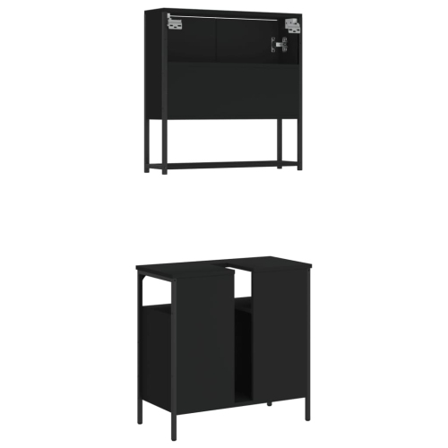 vidaXL 2 Piece Bathroom Furniture Set Black Engineered Wood