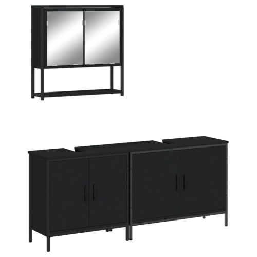 VIDAXL  3 Piece Bathroom Furniture Set Engineered Wood In Black