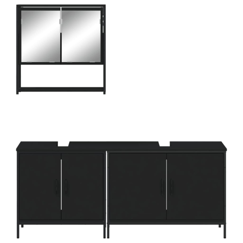 vidaXL 3 Piece Bathroom Furniture Set Black Engineered Wood