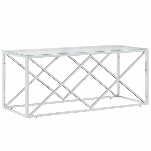 VIDAXL  Coffee Table 110X45X45 Cm Stainless Steel And Glass