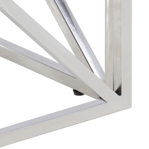 vidaXL Coffee Table Silver Stainless Steel and Solid Acacia Wood