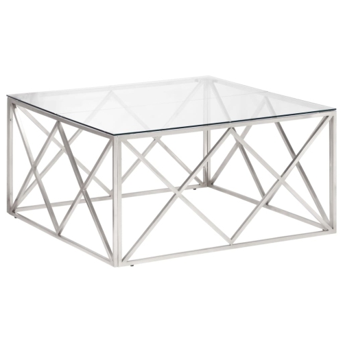 VIDAXL  Coffee Table Stainless Steel And Tempered Glass In Silver