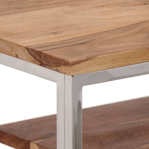 Table console en acier inoxydable argenté et bois d'acacia massif de vidaXL