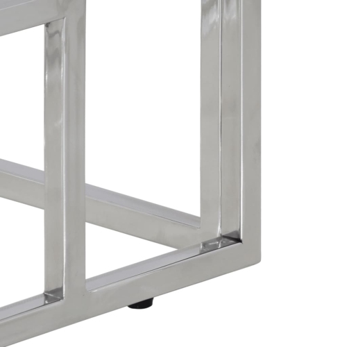 Table console en acier inoxydable argenté et bois d'acacia massif de vidaXL