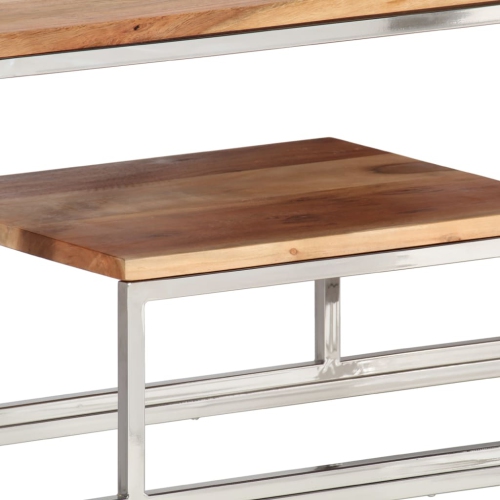 Table console en acier inoxydable argenté et bois d'acacia massif de vidaXL