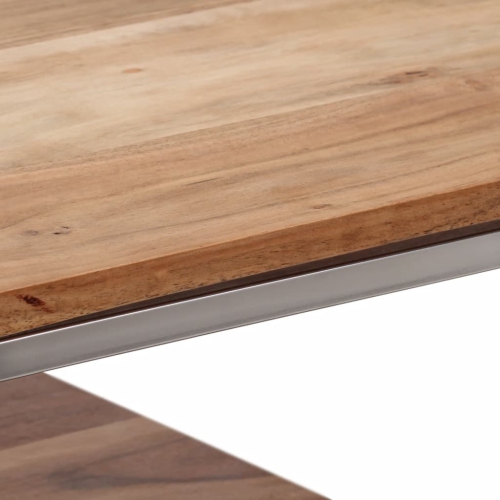 Table console en acier inoxydable argenté et bois d'acacia massif de vidaXL