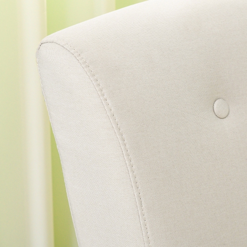 HOMCOM Fabric Accent Chair, Tufted Armchair, Upholstered Modern Living Room Chair with Wood Legs, Rolled Arms, Thick Padding for Bedroom, Cream White