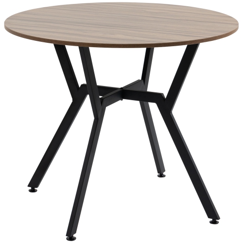 HOMCOM  " 35"" Round Dining Table for 2, Modern Kitchen Table With Steel Frame for Living Room, Dining Room, Brown"