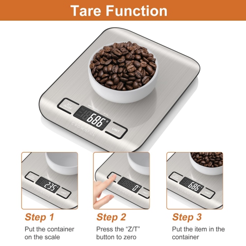 CROWNFUL Food Scale, 11lb Digital Kitchen Scales with Built-in Coin Battery, Weight Ounces and Grams with Tare Function