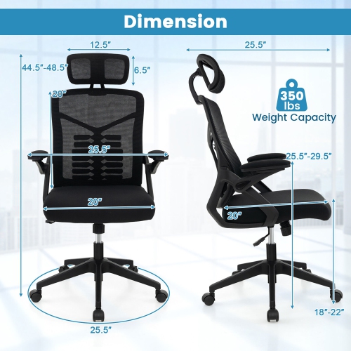 Gymax Ergonomic Mesh Office Chair w/ Lumbar Support & Rocking Function Headrest