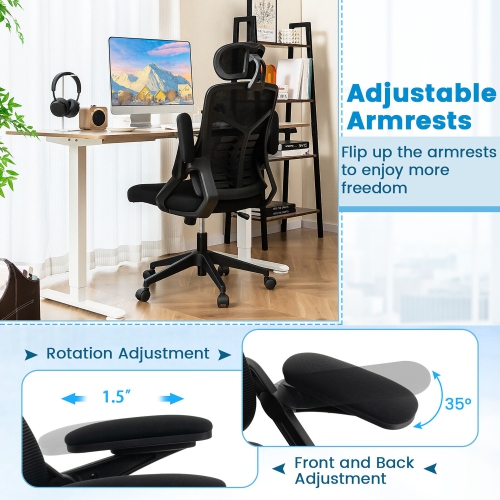 Gymax Ergonomic Mesh Office Chair w/ Lumbar Support & Rocking Function Headrest