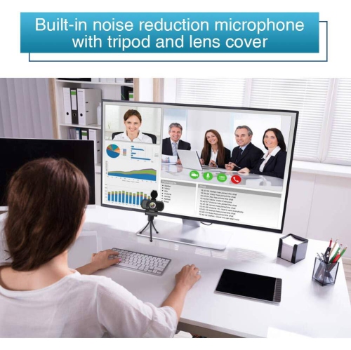 Webcam HD 1080P with Microphone, USB Desktop Laptop Camera with 110 Degree WidescreenTripod,Stream Webcam for Calling, Conferencing, Gaming