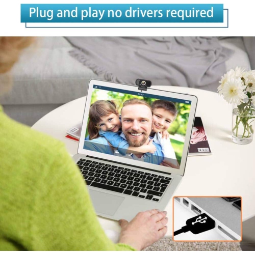 Webcam HD 1080P with Microphone, USB Desktop Laptop Camera with 110 Degree WidescreenTripod,Stream Webcam for Calling, Conferencing, Gaming