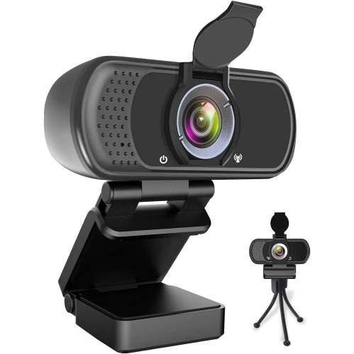 VECELOLIBILIS HD 1080P Webcam With Microphone, USB Desktop Laptop Camera With 110 Degree Widescreen, Webcam With Tripod, Stream Webcam for Calling, Conferencing, Gaming,