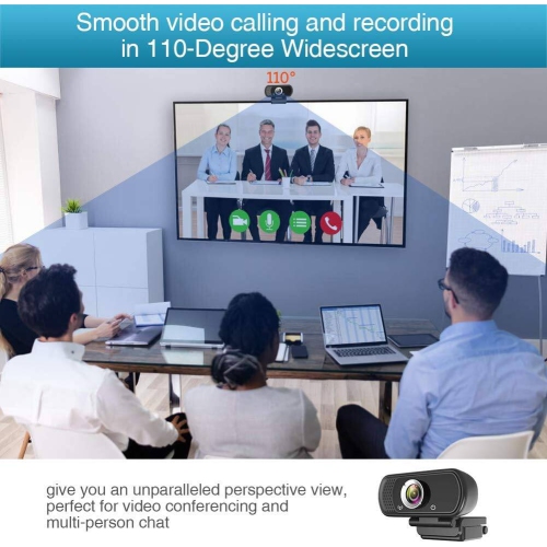 HD 1080P Webcam with Microphone, USB Desktop Laptop Camera with 110 Degree Widescreen,Webcam with Tripod, Stream Webcam for Calling, Conferencing,