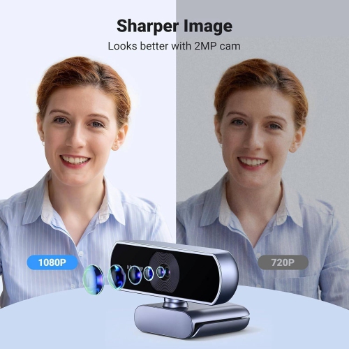 1080P Webcam with Microphone, HD Auto Light Correction Streaming Webcam, 85° View USB Video Webcam forLaptop/Desktop, Calls/Conference, Skype/YouTube