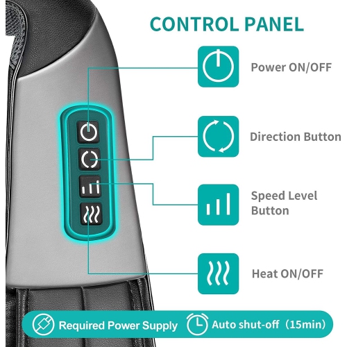 Coussin de massage shiatsu pour le cou et les épaules de Nekteck avec 3D coussins de massage - Noir