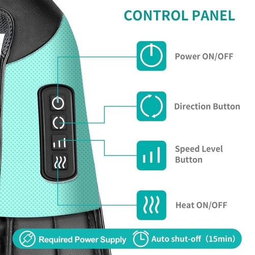 Nekteck Shiatsu masseur de cou et d'épaules avec chaleur, tissu profond électrique 3D coussin de massage de pétrissage