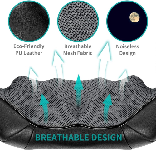 Nekteck Shiatsu masseur de cou et d'épaules avec chaleur, tissu profond électrique 3D coussin de massage de pétrissage